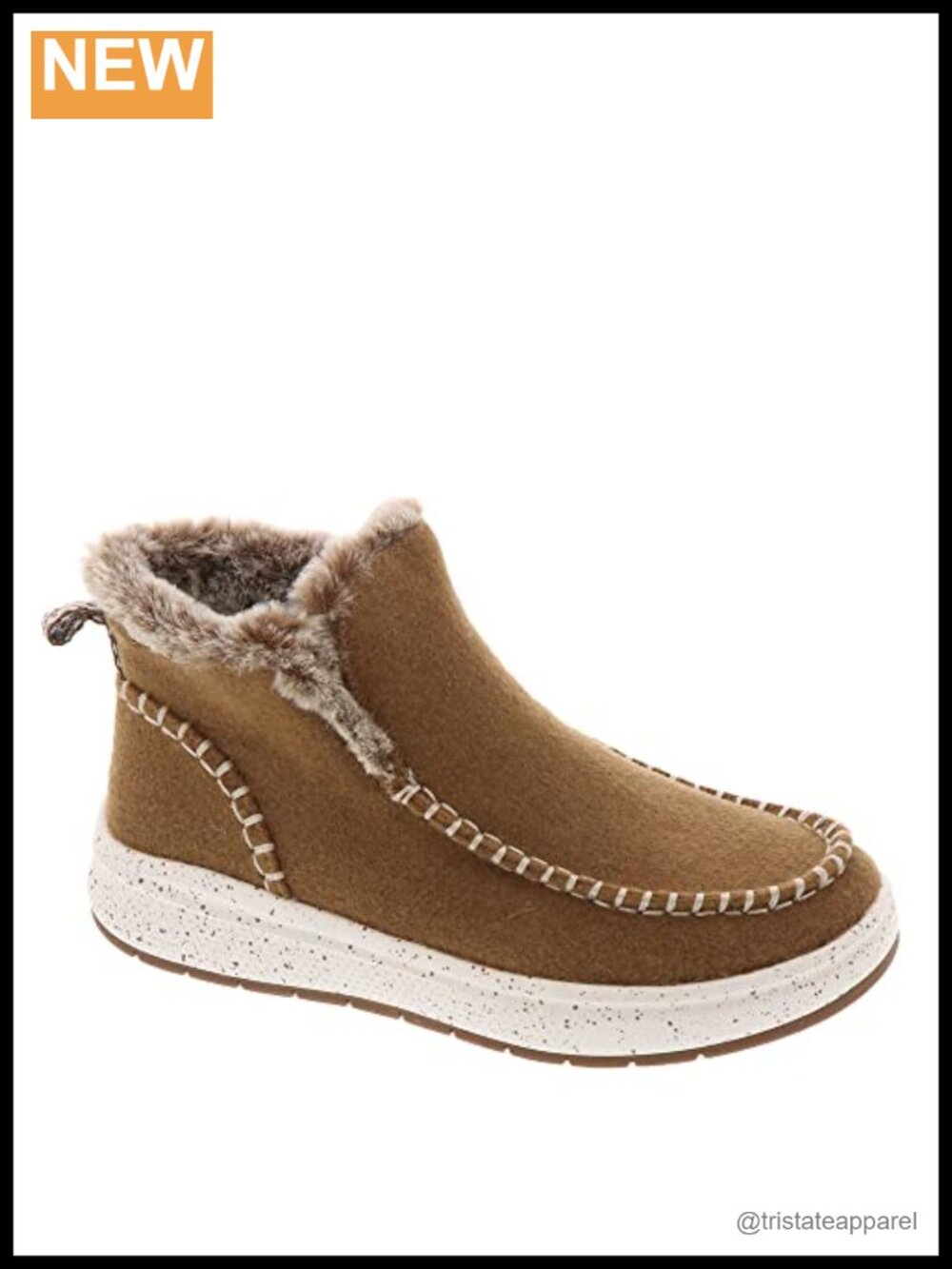 Fashion Bootie Ankle Boots Faux Fur Lining Pull-On Water Resistant Buckle